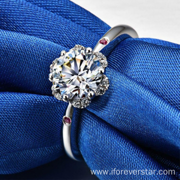 18K White Gold Rhodium Plating Moissanite Diamond Ring